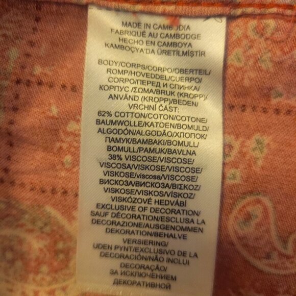 Ralph Lauren Women's Cotton Blend Red/Cream Paisley Pajama Top - Size M - Picture 8 of 11